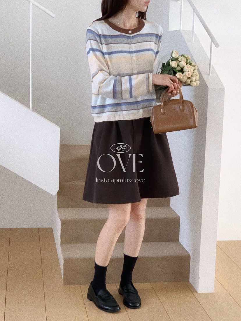 OVE韓國代購女士新品休閑人氣時尚真品熱賣推薦開衫條紋OVE開衫