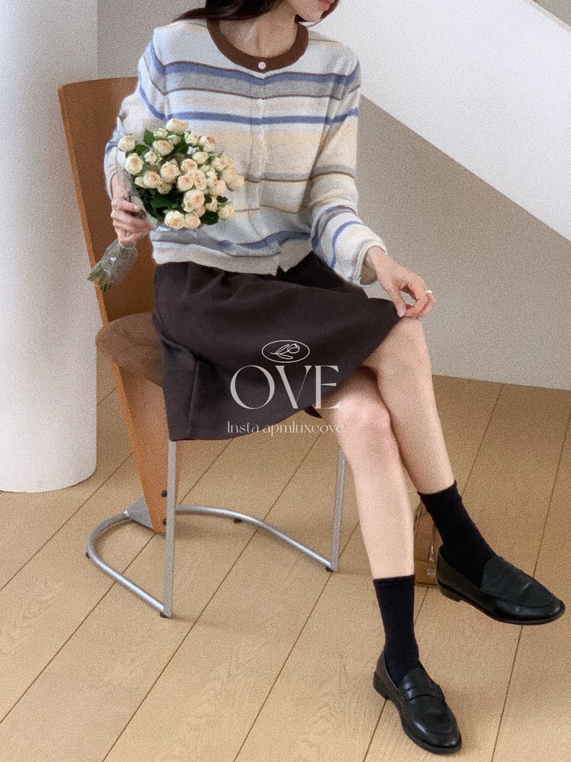 OVE韓國代購女士新品休閑人氣時尚真品熱賣推薦開衫條紋OVE開衫