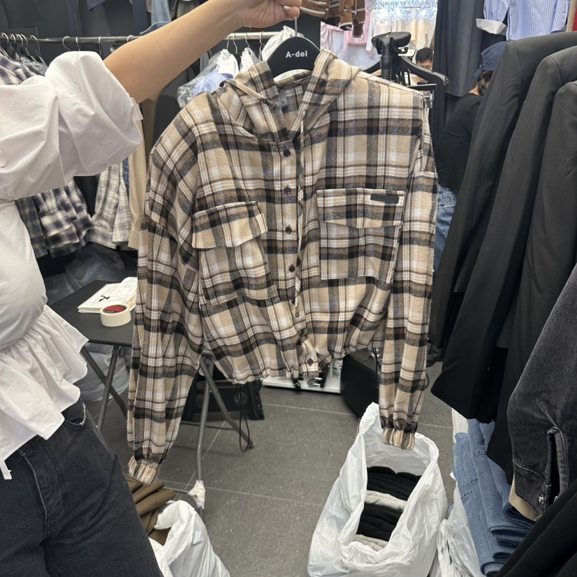 A-DEL韓國直郵女裝新款熱賣人氣襯衫蕾絲衫雙口袋連帽衫A-DEL襯衫/蕾絲衫圖色1