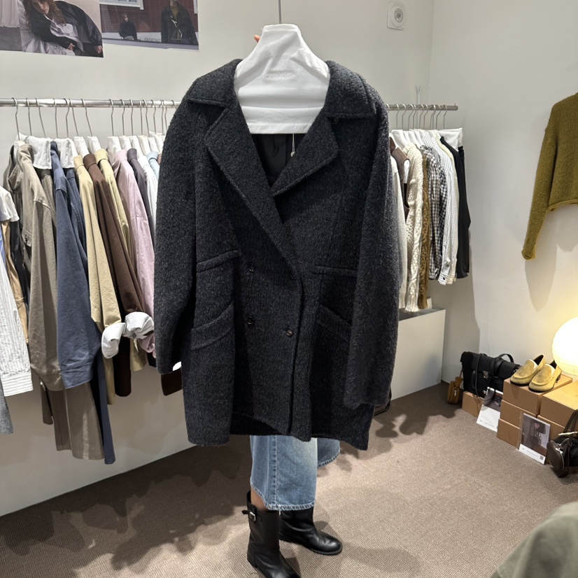 OVERTAKE東大門代購女士新品時尚熱賣休閑人氣中長款大衣OVERTAKE中長款大衣圖色2