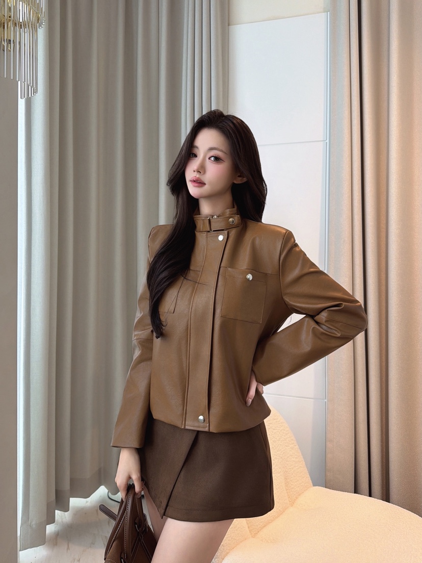 CLOTH東大門實拍女士新品推薦真品人氣熱賣時尚休閑皮衣CLOTH皮衣圖色1