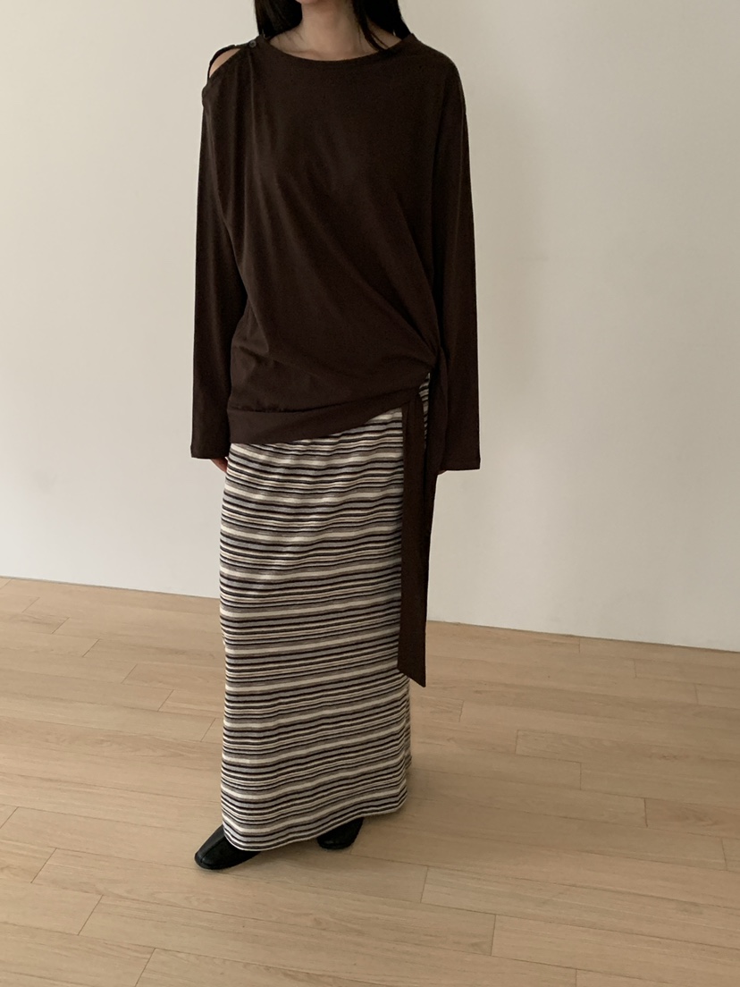 B_GARDER東大門代購女士新款休閑推薦熱賣人氣真品長裙條紋B.GARDER長裙