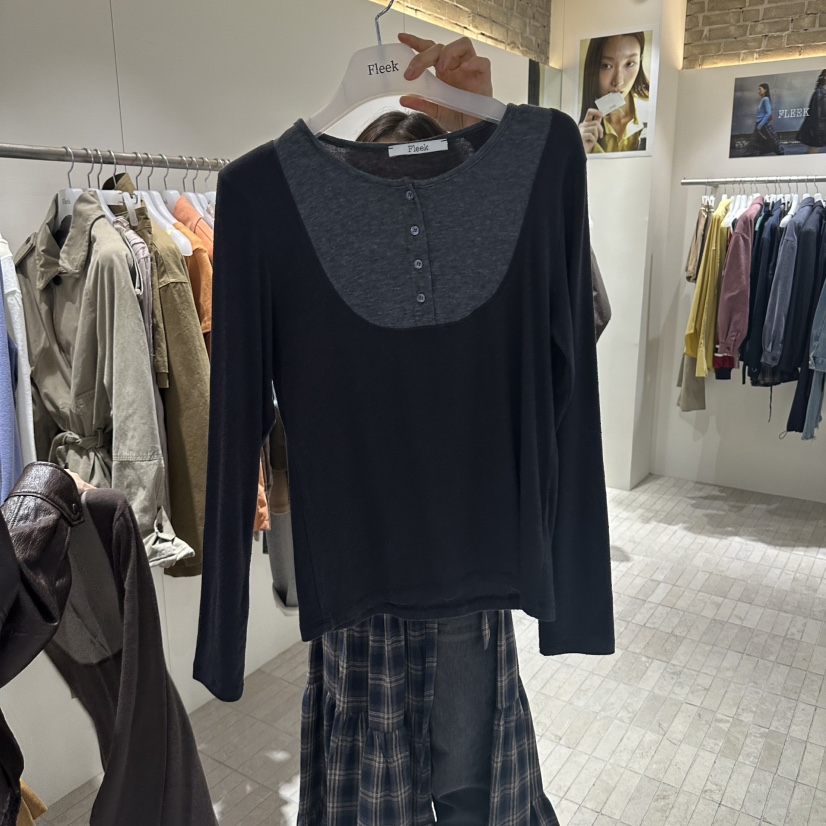 FLEEK韓國代購女士新款真品推薦熱賣人氣休閑時尚長袖T恤Fleek長袖T恤圖色2