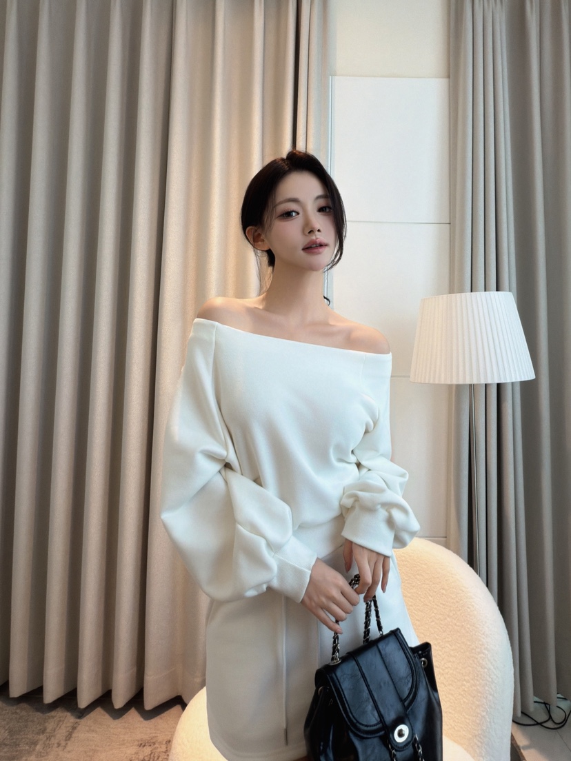 CLOTH東大門直郵女裝新品推薦真品熱賣時尚休閑套裝露肩羅紋CLOTH套裝