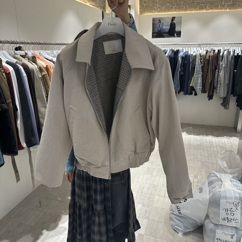 FLEEK韓國直郵女士新款人氣真品時尚熱賣夾克兩面穿格紋雙面Fleek夾克