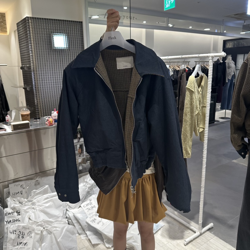 FLEEK韓國直郵女士新款人氣真品時尚熱賣夾克兩面穿格紋雙面Fleek夾克