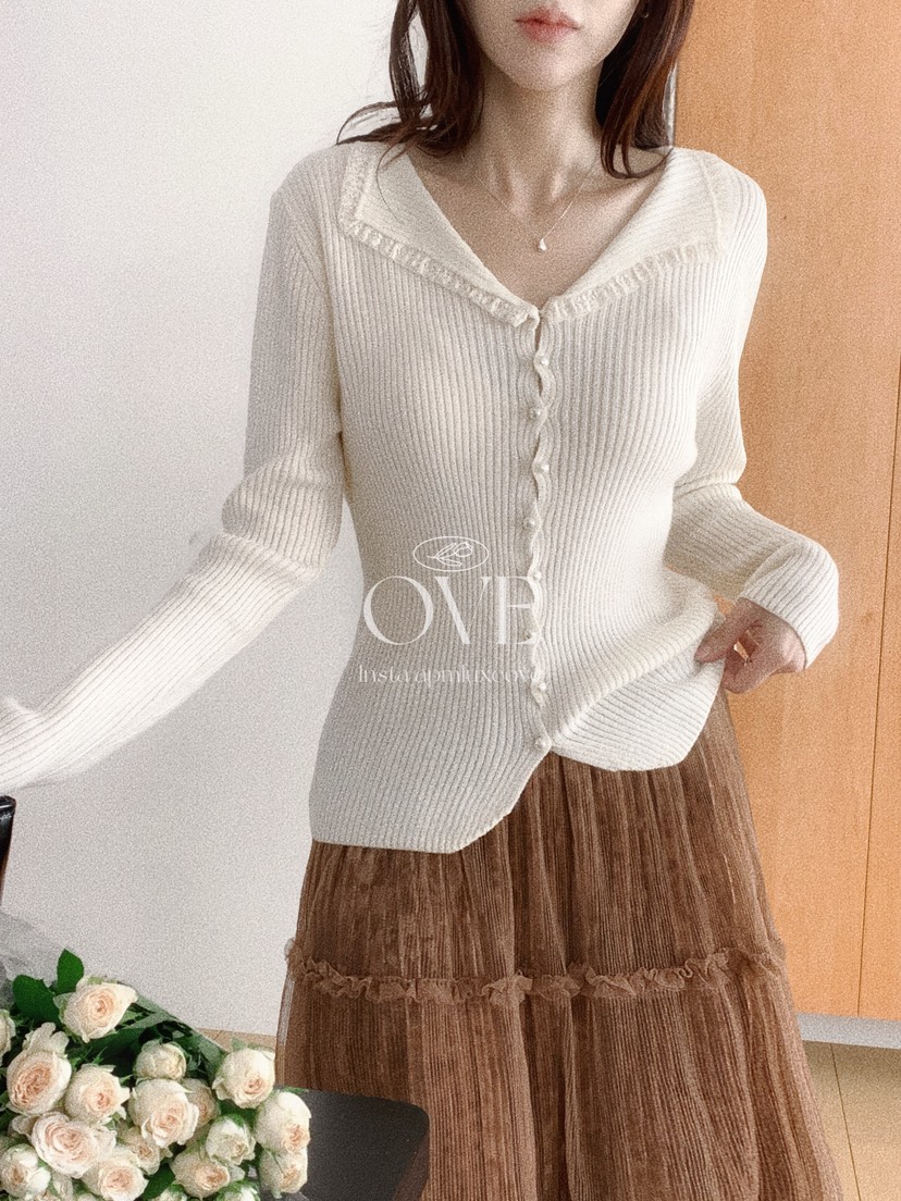 OVE東大門實拍女裝新款推薦休閑真品熱賣時尚開衫珍珠開衫OVE開衫