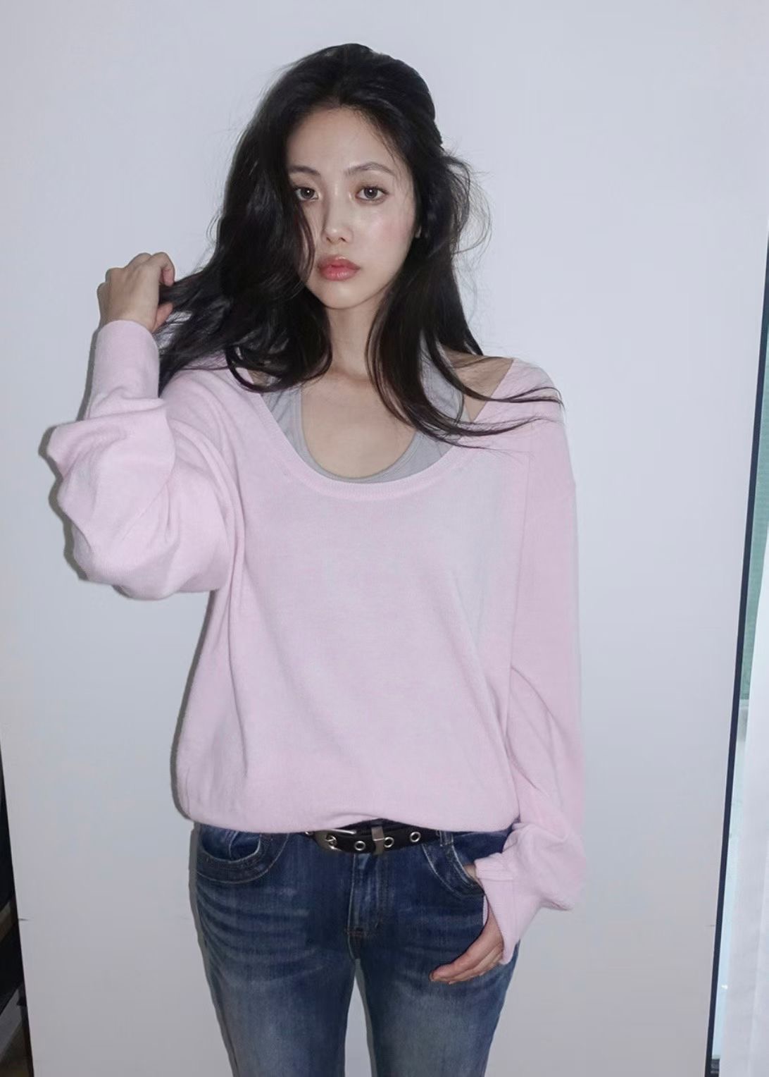 OVERNUE韓國代購女士新款休閑人氣真品針織衫不含內搭U領OVERNUE針織衫圖色1