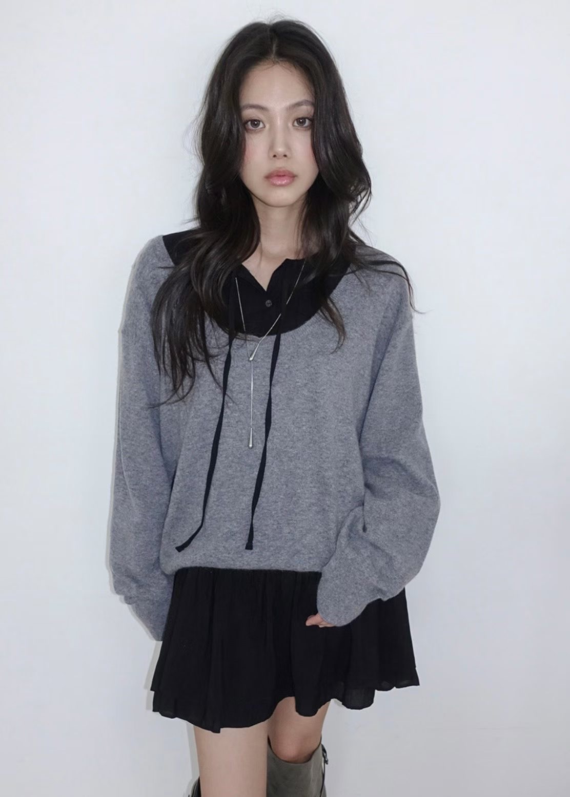 OVERNUE韓國代購女士新款休閑人氣真品針織衫不含內搭U領OVERNUE針織衫圖色4