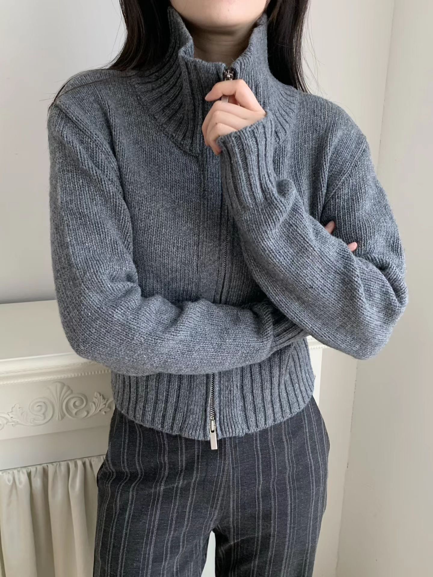 OVERNUE東大門代購女士新款推薦時尚休閑真品針織衫短款開衫OVERNUE針織衫圖色2
