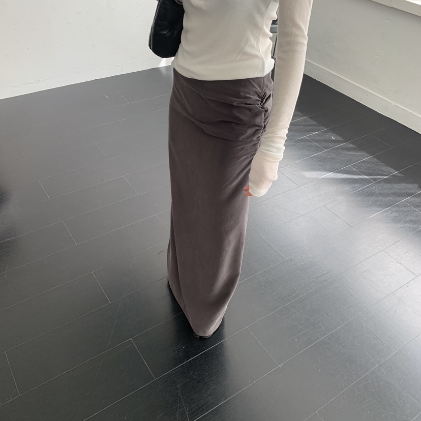 MOMENT東大門實拍女士新品時尚休閑真品職業人氣長裙褶皺MOMENT/RECOVER長裙