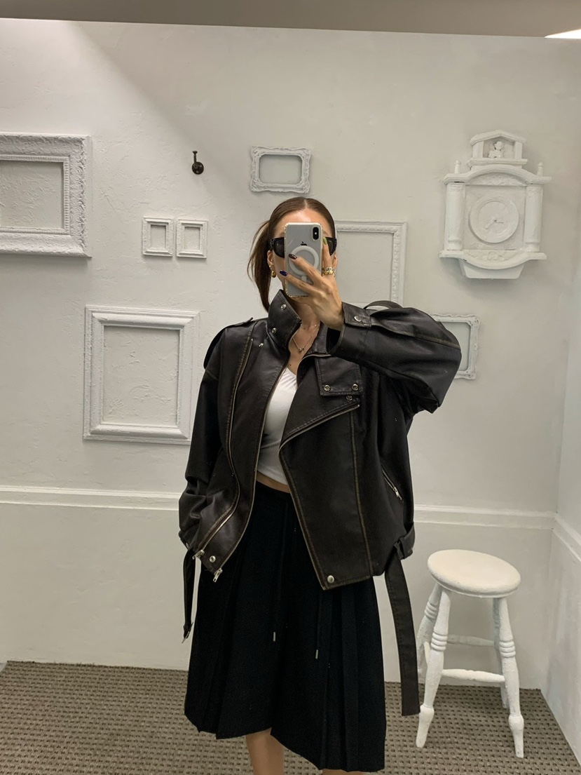 REVE CITE-L東大門代購女裝新品人氣時尚熱賣休閑皮衣水洗REVE CITE-L皮衣