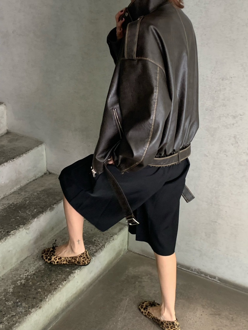 REVE CITE-L東大門代購女裝新品人氣時尚熱賣休閑皮衣水洗REVE CITE-L皮衣