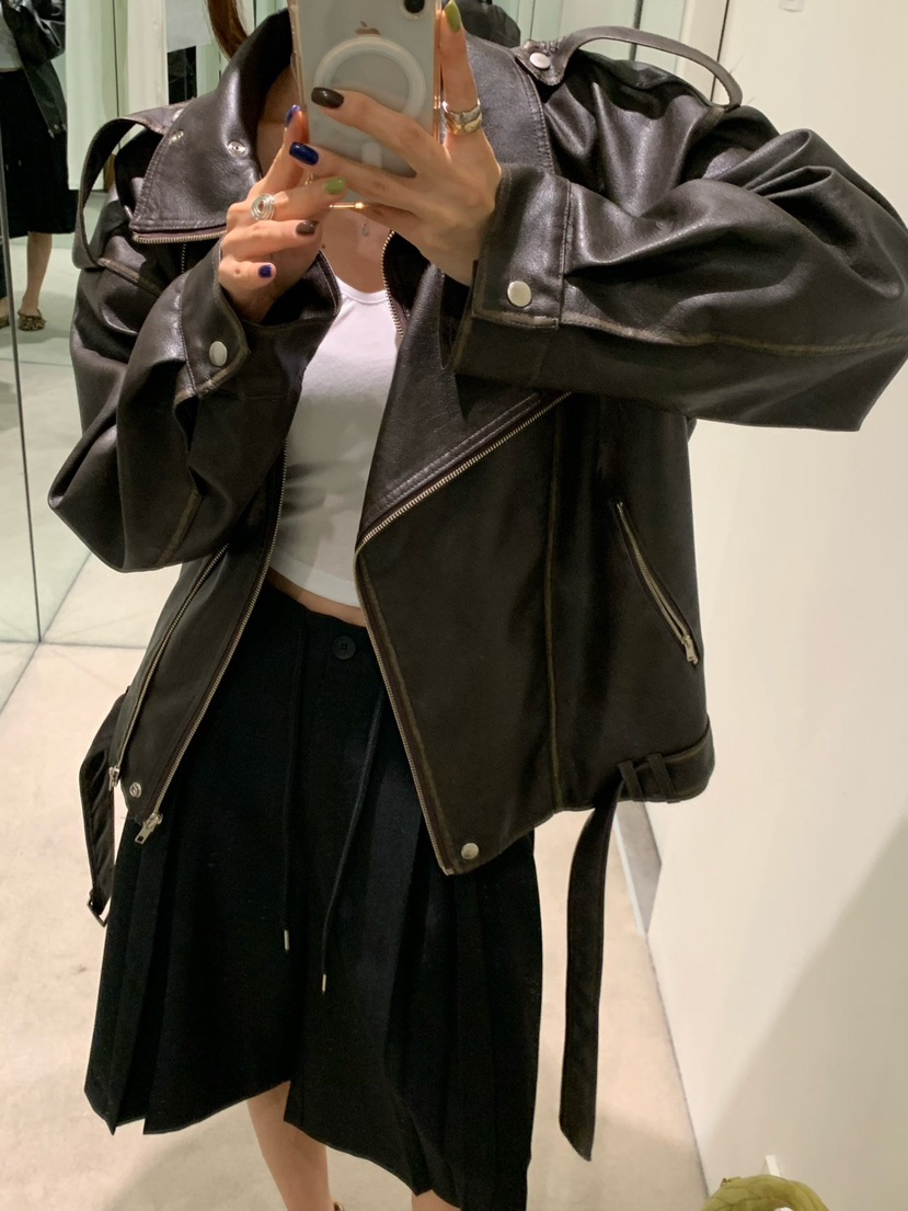 REVE CITE-L東大門代購女裝新品人氣時尚熱賣休閑皮衣水洗REVE CITE-L皮衣