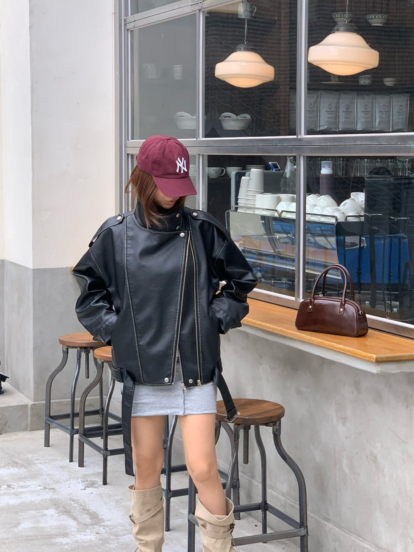 REVE CITE-L東大門代購女裝新品人氣時尚熱賣休閑皮衣水洗REVE CITE-L皮衣
