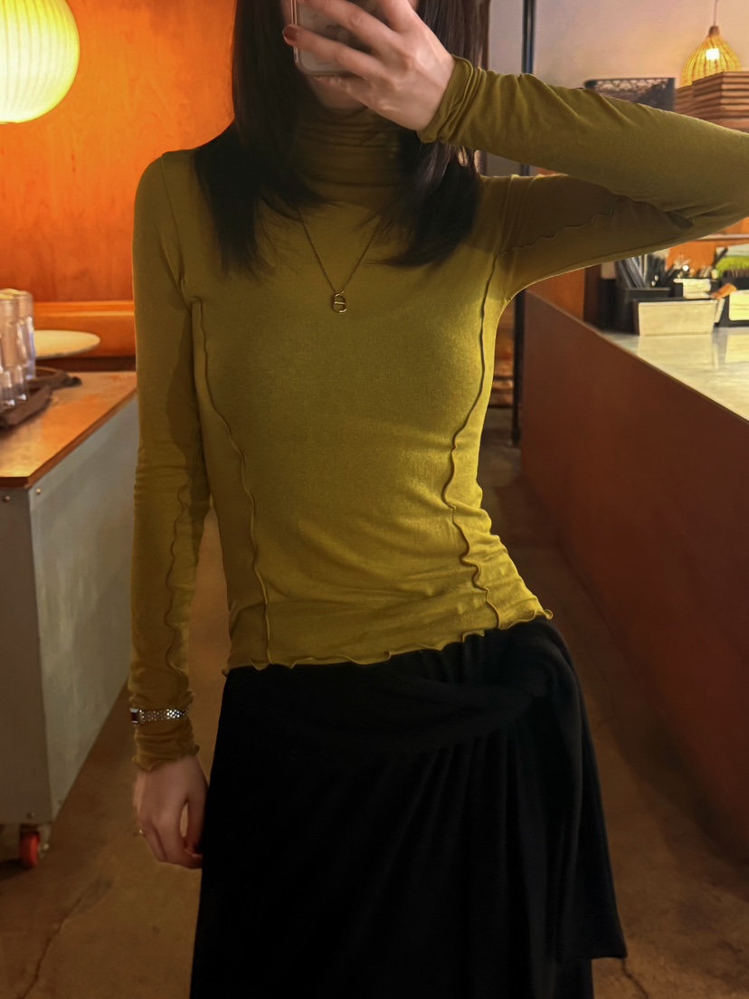 MOMENTUM東大門實拍女裝新款熱賣休閑人氣職業長袖T恤高領MOMENTUM長袖T恤