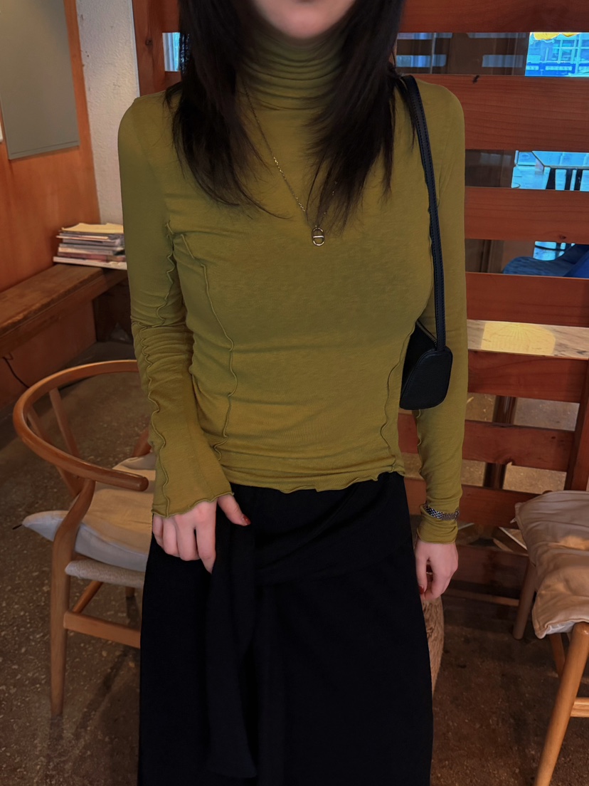 MOMENTUM東大門實拍女裝新款熱賣休閑人氣職業長袖T恤高領MOMENTUM長袖T恤