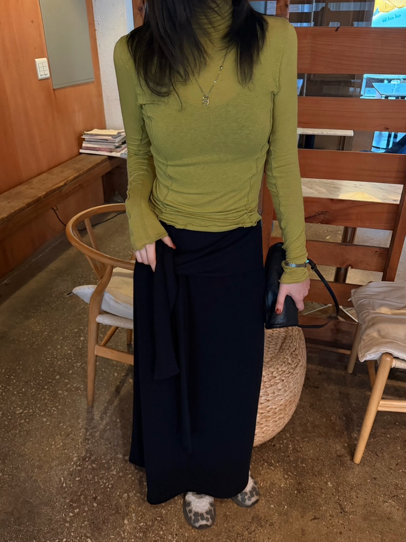 MOMENTUM東大門實拍女裝新款熱賣休閑人氣職業長袖T恤高領MOMENTUM長袖T恤