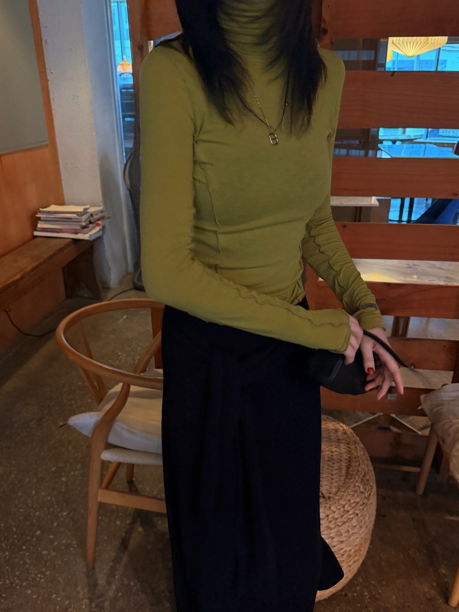 MOMENTUM東大門實拍女裝新款熱賣休閑人氣職業長袖T恤高領MOMENTUM長袖T恤