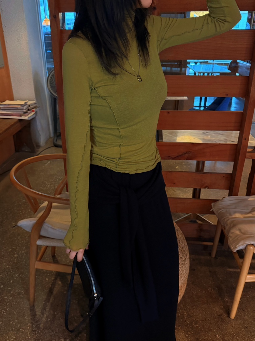 MOMENTUM東大門實拍女裝新款熱賣休閑人氣職業長袖T恤高領MOMENTUM長袖T恤