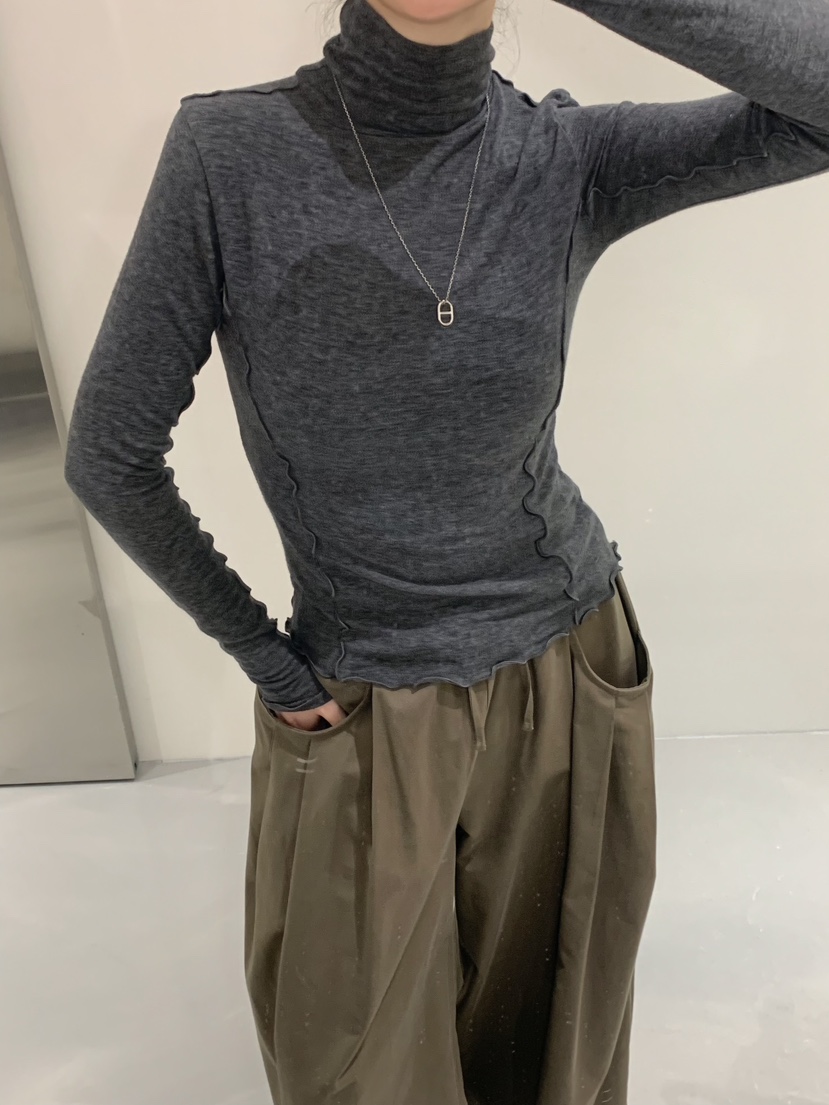 MOMENTUM東大門實拍女裝新款熱賣休閑人氣職業長袖T恤高領MOMENTUM長袖T恤