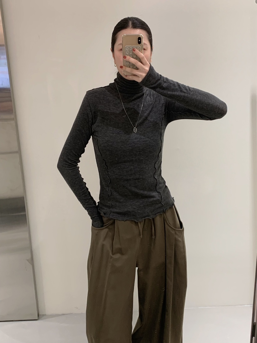 MOMENTUM東大門實拍女裝新款熱賣休閑人氣職業長袖T恤高領MOMENTUM長袖T恤