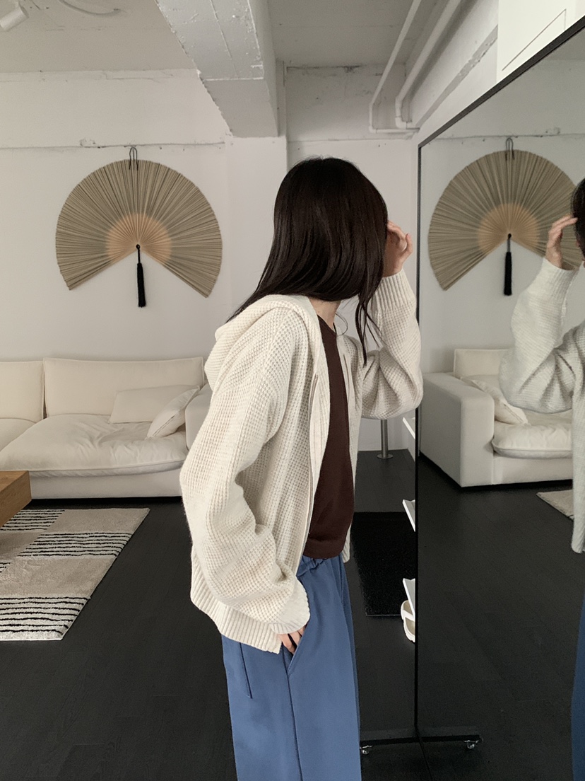 ATHEA韓國直郵女士新款休閑真品夾克不含內搭華夫格羊毛拉鏈ATHEA夾克