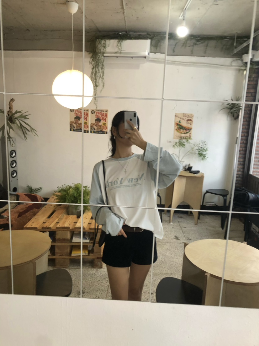 OUPPT東大門實拍女裝新款休閑時尚真品推薦長袖T恤插肩袖OUPPT長袖T恤