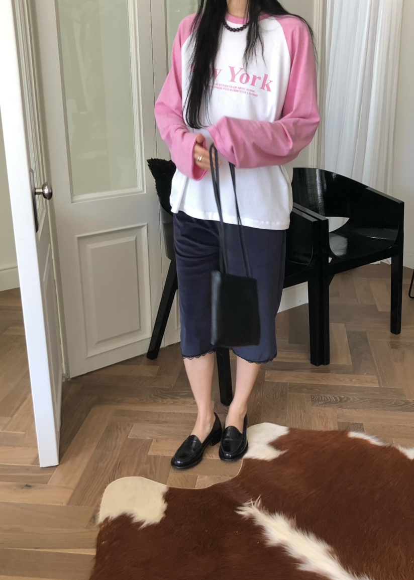 OUPPT東大門實拍女裝新款休閑時尚真品推薦長袖T恤插肩袖OUPPT長袖T恤