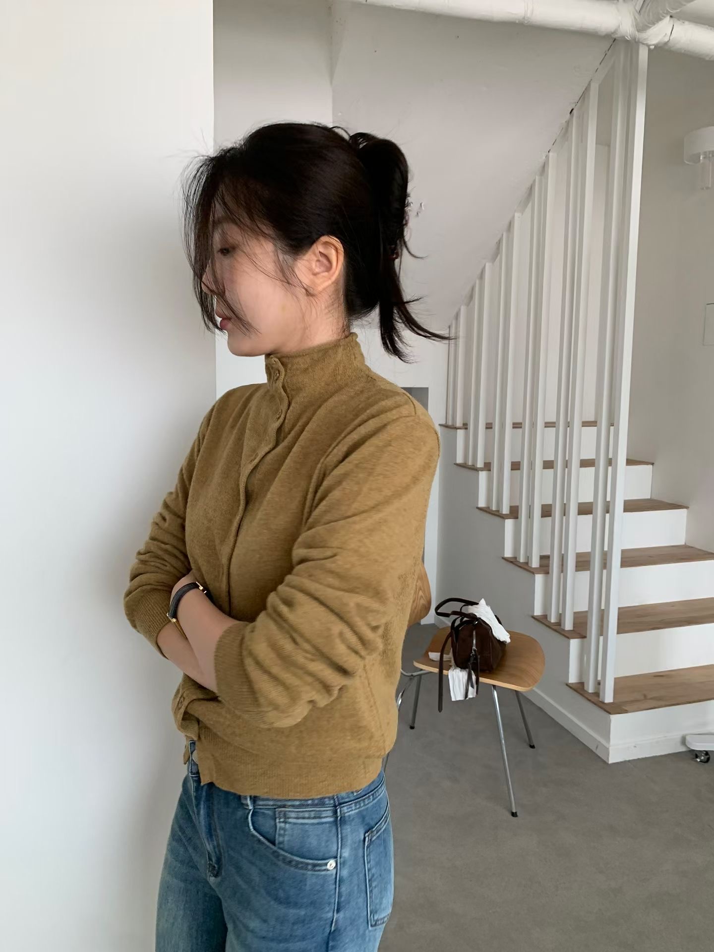 OVERNUE韓國代購女士新品推薦人氣熱賣時尚休閑針織衫高領OVERNUE針織衫圖色2
