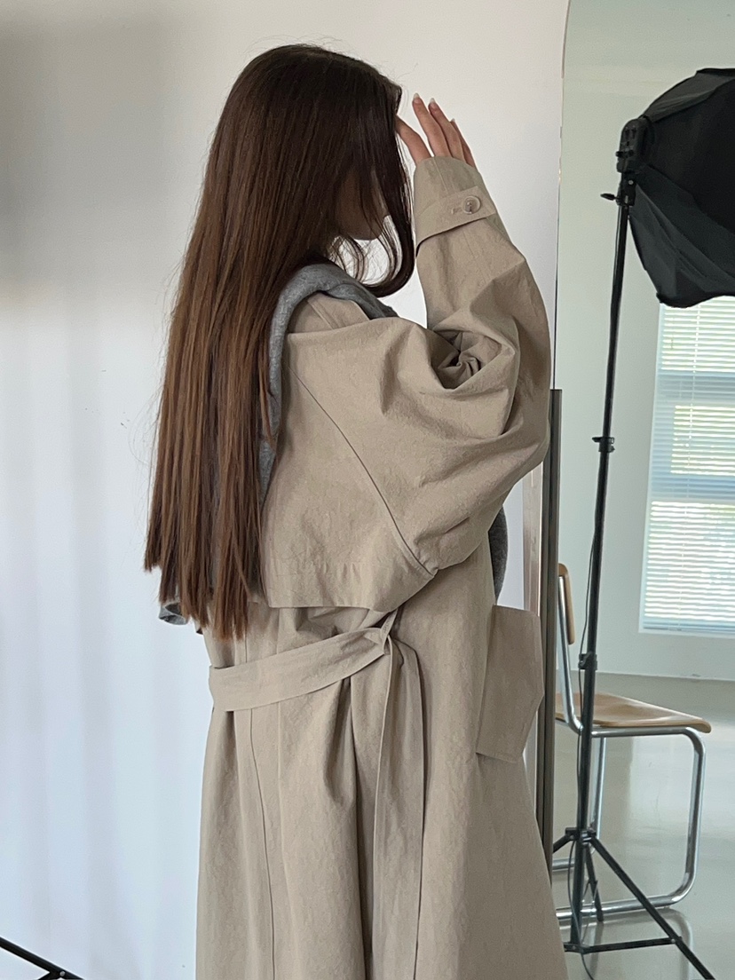 ANOTHER AVENUE韓國直郵女裝新品休閑熱賣長款風衣含腰帶ANOTHER AVENUE長款風衣