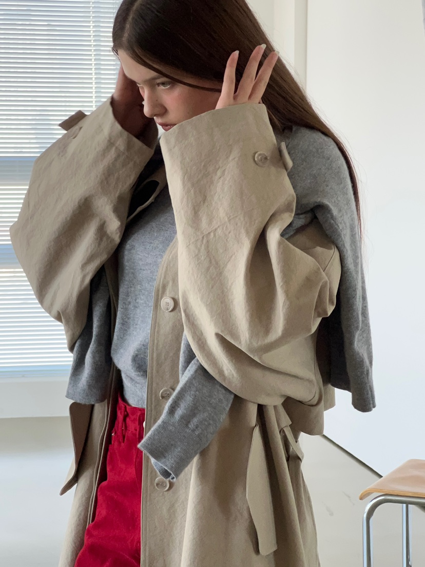 ANOTHER AVENUE韓國直郵女裝新品休閑熱賣長款風衣含腰帶ANOTHER AVENUE長款風衣