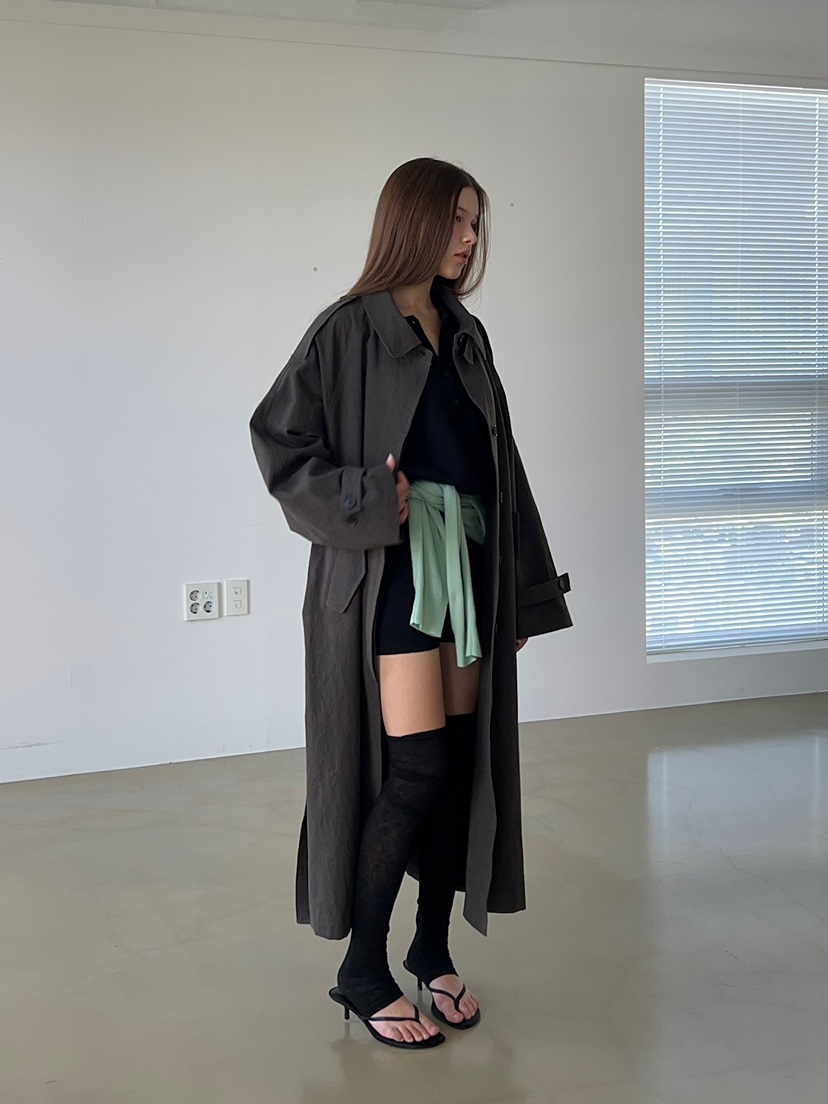 ANOTHER AVENUE韓國直郵女裝新品休閑熱賣長款風衣含腰帶ANOTHER AVENUE長款風衣