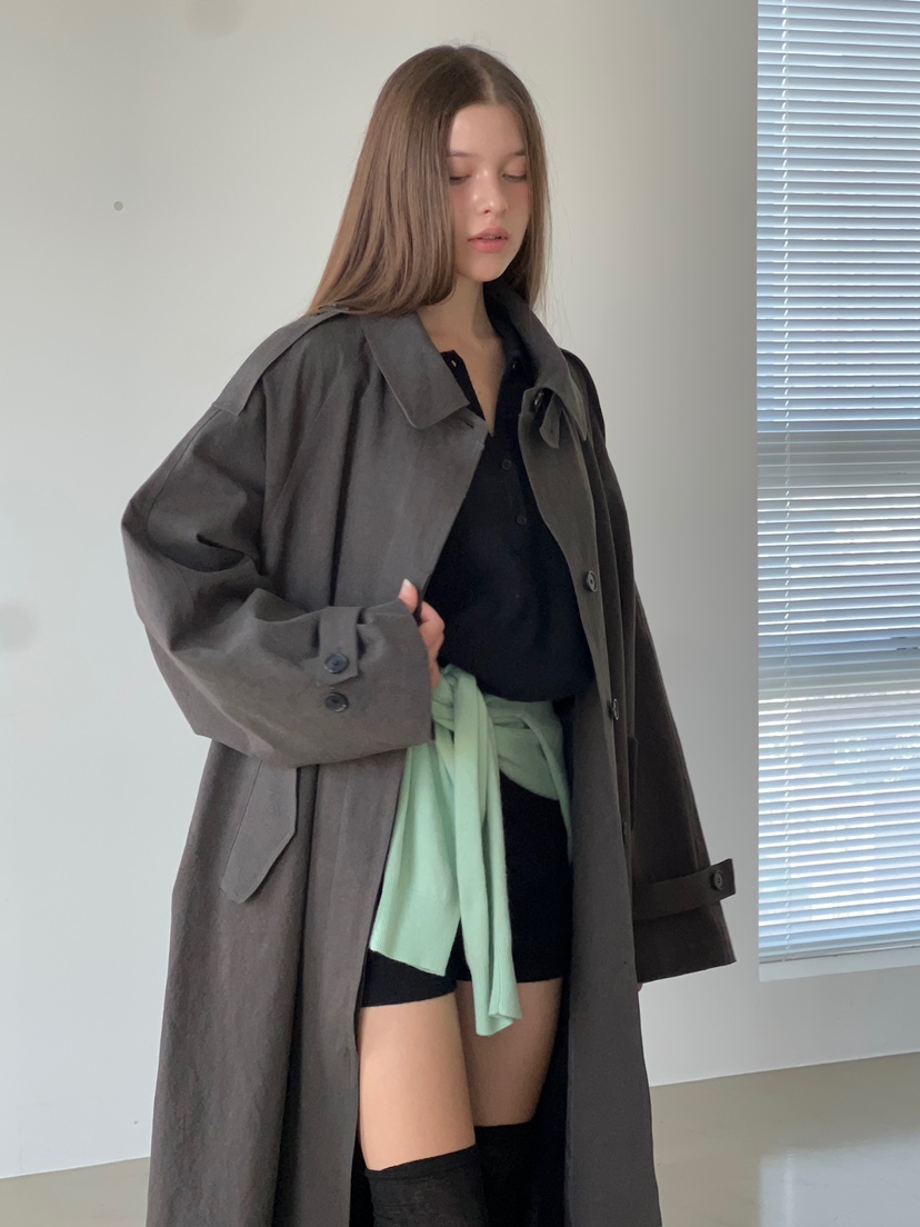 ANOTHER AVENUE韓國直郵女裝新品休閑熱賣長款風衣含腰帶ANOTHER AVENUE長款風衣