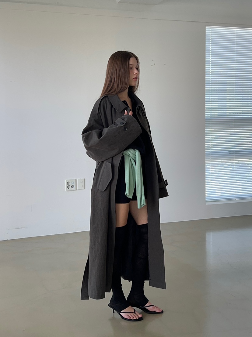 ANOTHER AVENUE韓國直郵女裝新品休閑熱賣長款風衣含腰帶ANOTHER AVENUE長款風衣