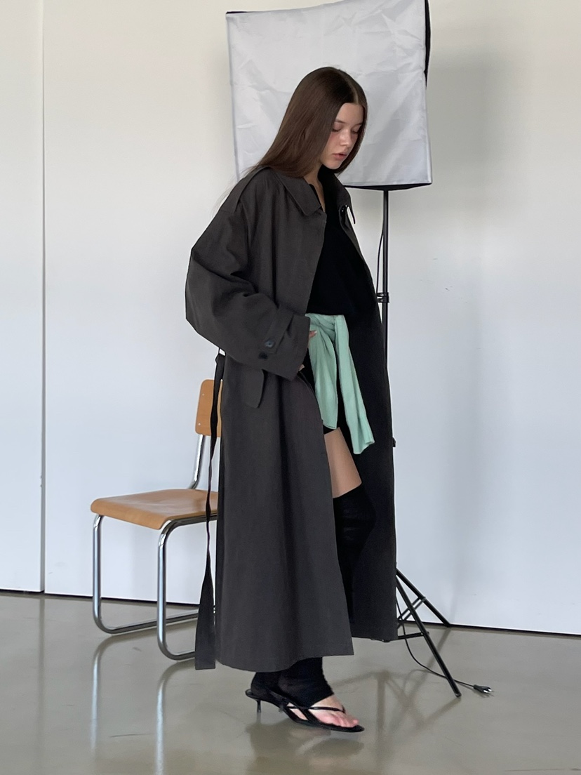 ANOTHER AVENUE韓國直郵女裝新品休閑熱賣長款風衣含腰帶ANOTHER AVENUE長款風衣