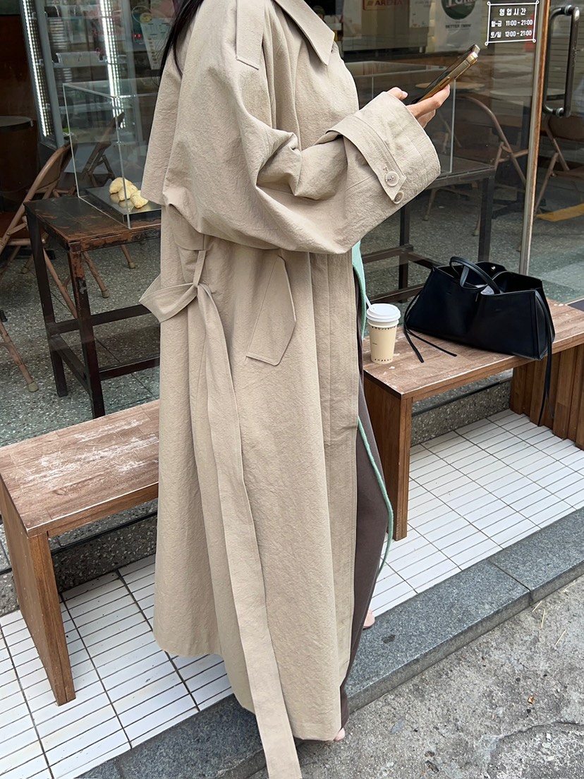 ANOTHER AVENUE韓國直郵女裝新品休閑熱賣長款風衣含腰帶ANOTHER AVENUE長款風衣