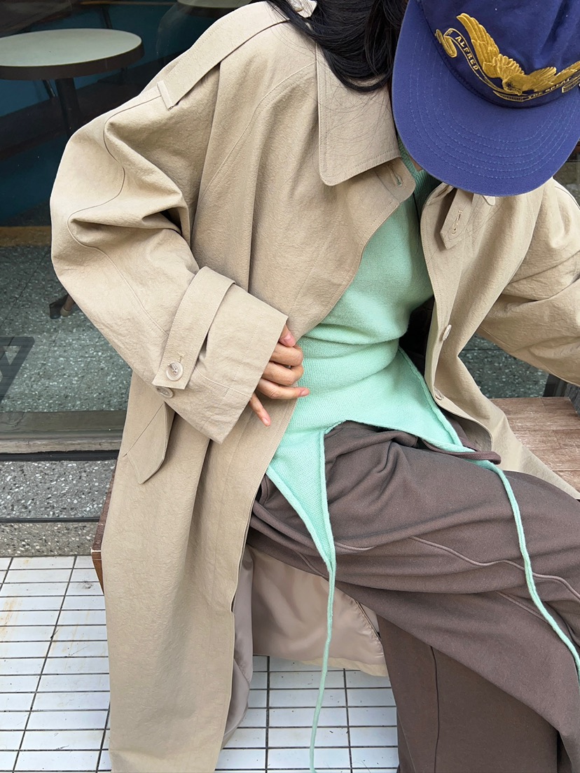 ANOTHER AVENUE韓國直郵女裝新品休閑熱賣長款風衣含腰帶ANOTHER AVENUE長款風衣