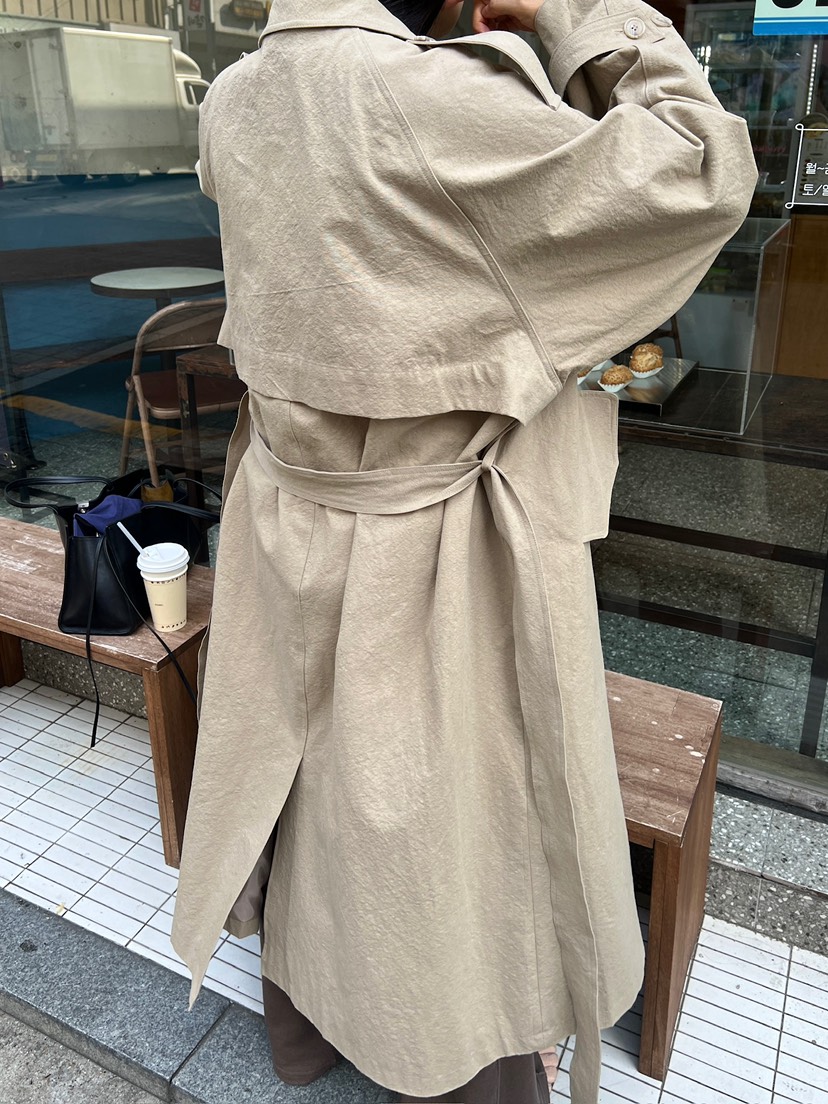 ANOTHER AVENUE韓國直郵女裝新品休閑熱賣長款風衣含腰帶ANOTHER AVENUE長款風衣