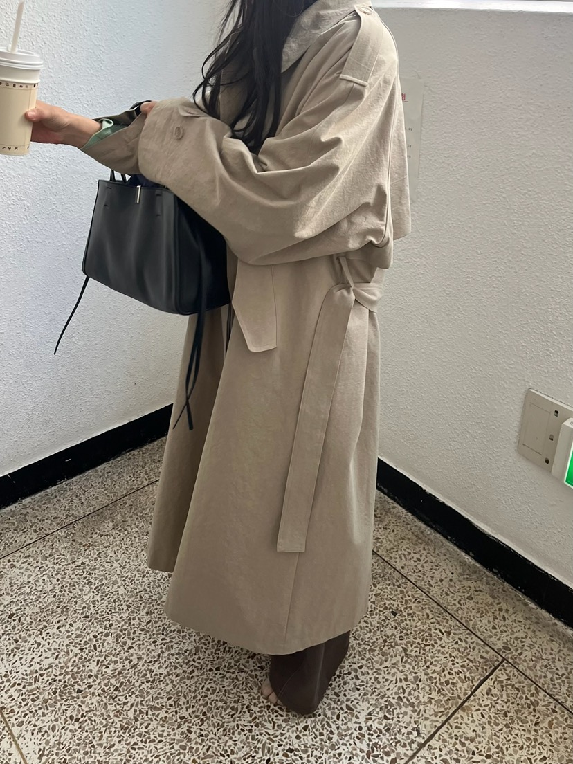 ANOTHER AVENUE韓國直郵女裝新品休閑熱賣長款風衣含腰帶ANOTHER AVENUE長款風衣
