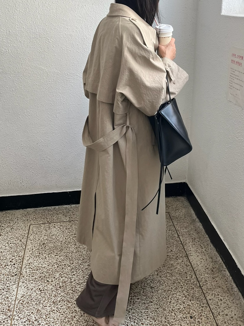 ANOTHER AVENUE韓國直郵女裝新品休閑熱賣長款風衣含腰帶ANOTHER AVENUE長款風衣