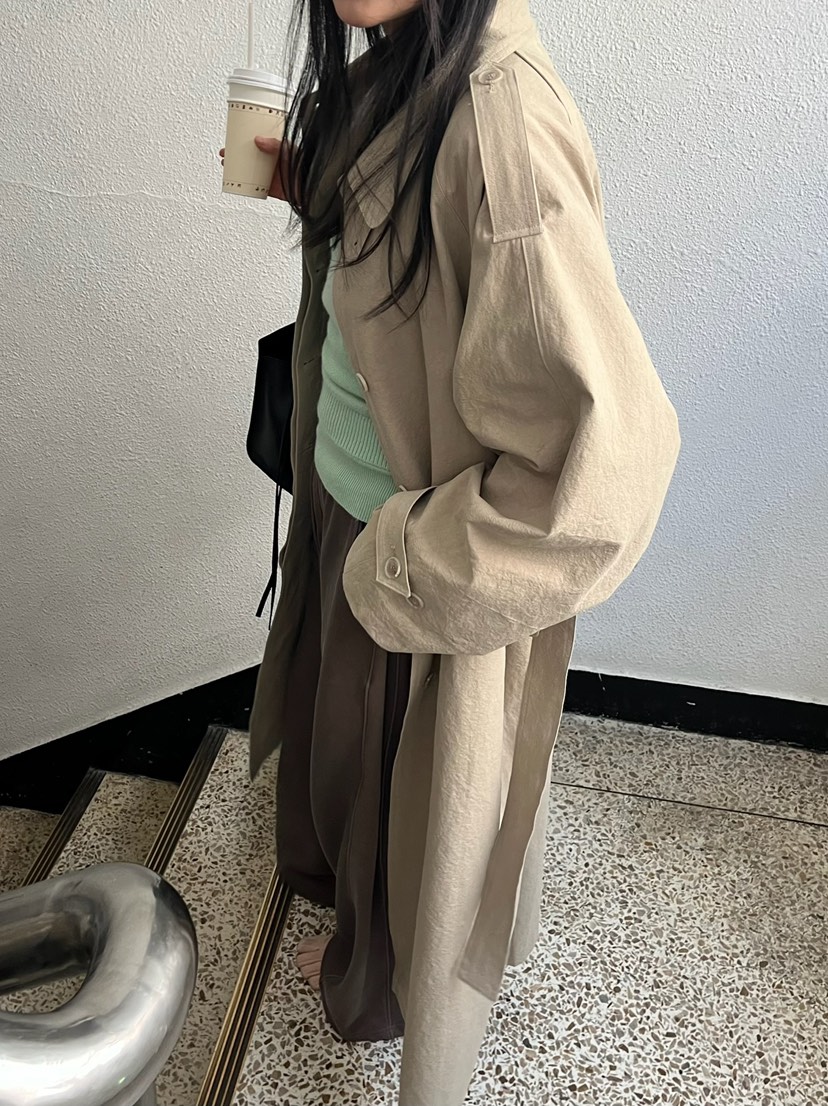 ANOTHER AVENUE韓國直郵女裝新品休閑熱賣長款風衣含腰帶ANOTHER AVENUE長款風衣