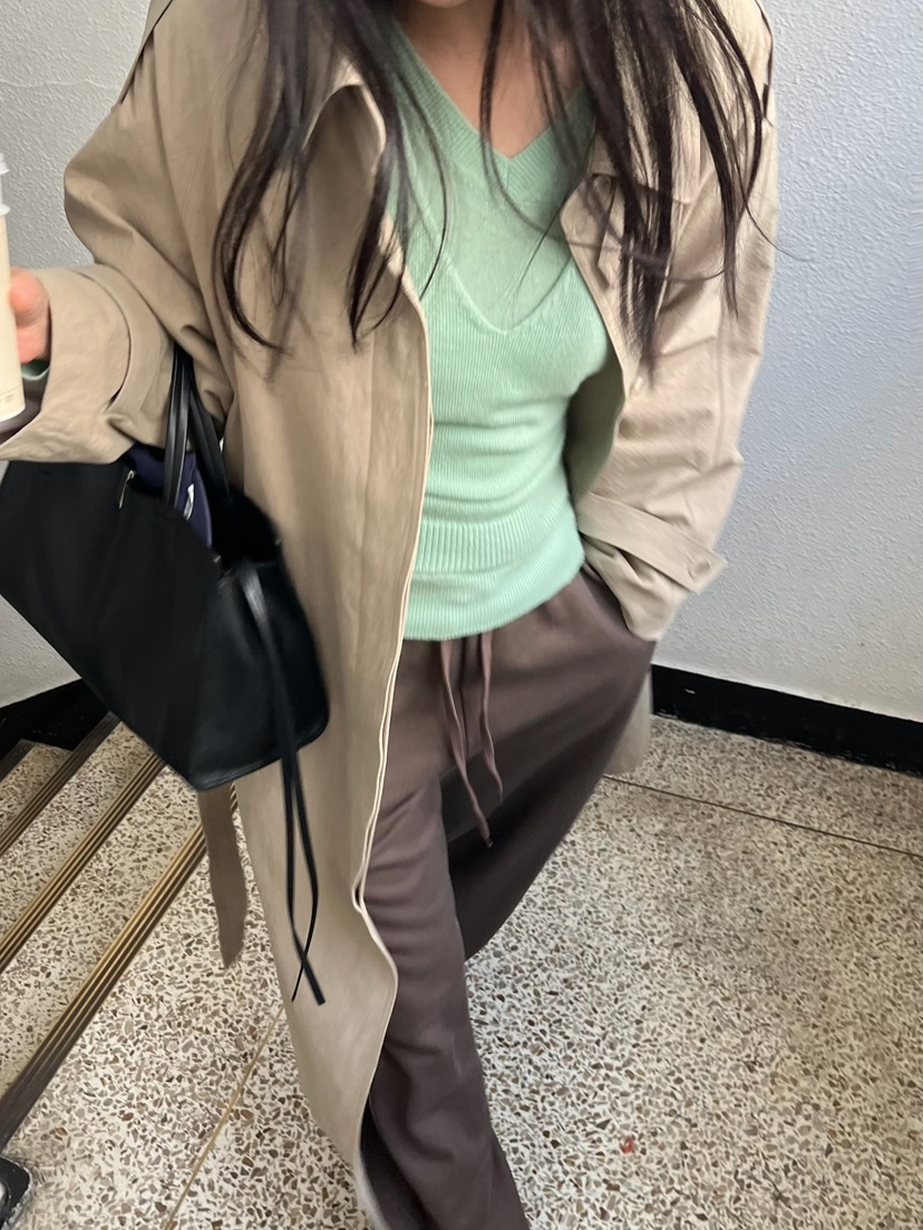 ANOTHER AVENUE韓國直郵女裝新品休閑熱賣長款風衣含腰帶ANOTHER AVENUE長款風衣
