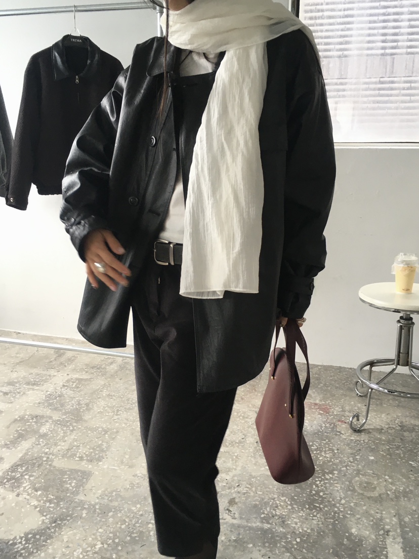 TREMA韓國代購女裝新款熱賣時尚休閑真品人氣推薦皮衣皮革TREMA皮衣
