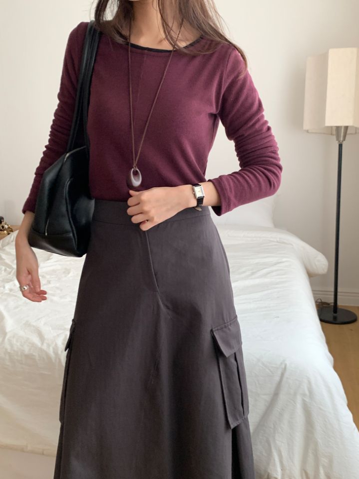 HEY/TO SEWING東大門代購女裝新款熱賣職業長裙人字紋口袋BY HEY/TO SEWING長裙