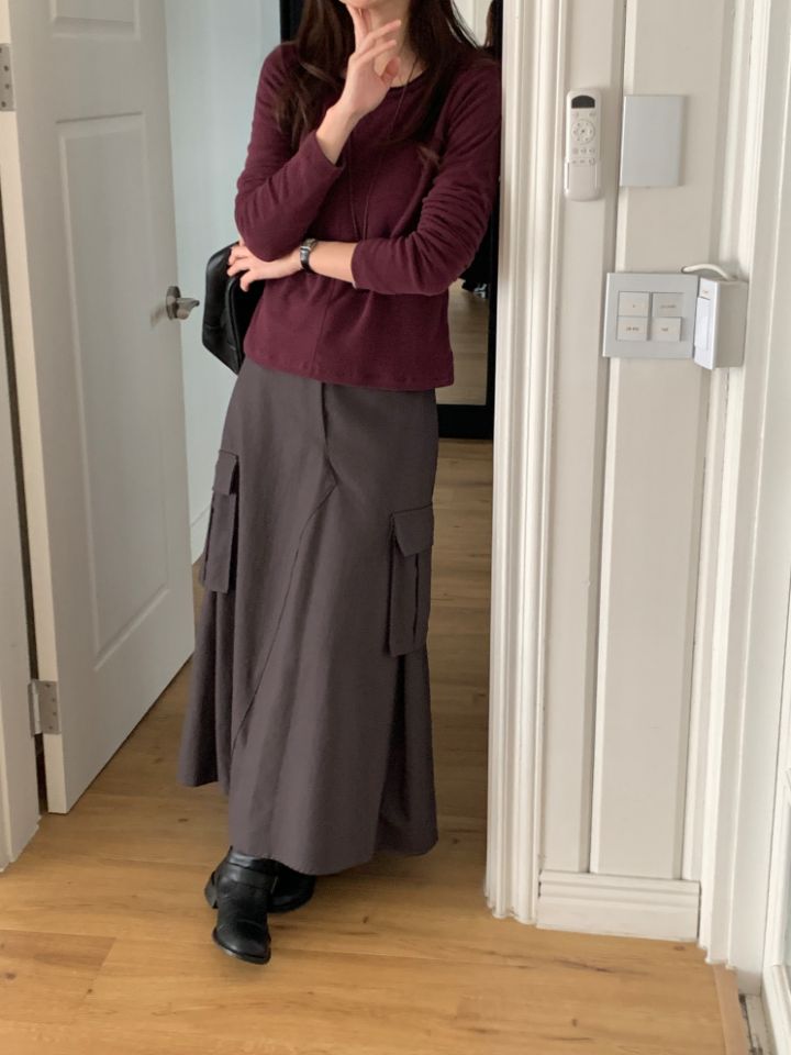 HEY/TO SEWING東大門代購女裝新款熱賣職業長裙人字紋口袋BY HEY/TO SEWING長裙