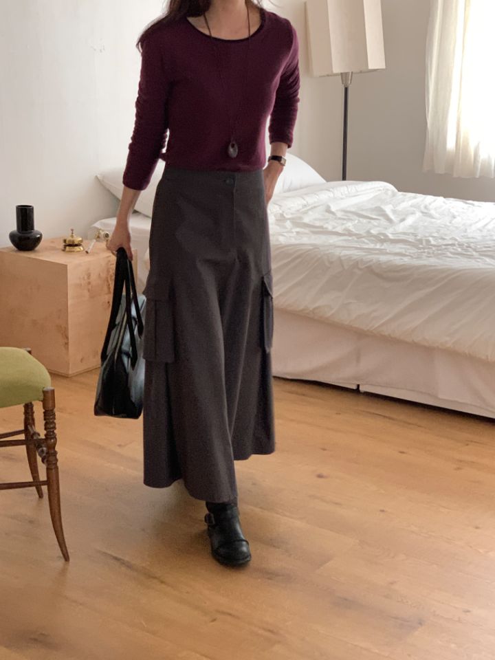 HEY/TO SEWING東大門代購女裝新款熱賣職業長裙人字紋口袋BY HEY/TO SEWING長裙