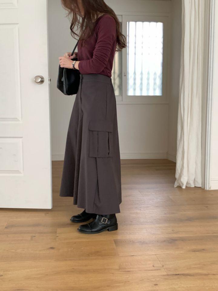 HEY/TO SEWING東大門代購女裝新款熱賣職業長裙人字紋口袋BY HEY/TO SEWING長裙