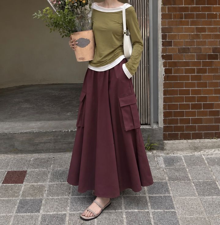 HEY/TO SEWING東大門代購女裝新款熱賣職業長裙人字紋口袋BY HEY/TO SEWING長裙圖色1