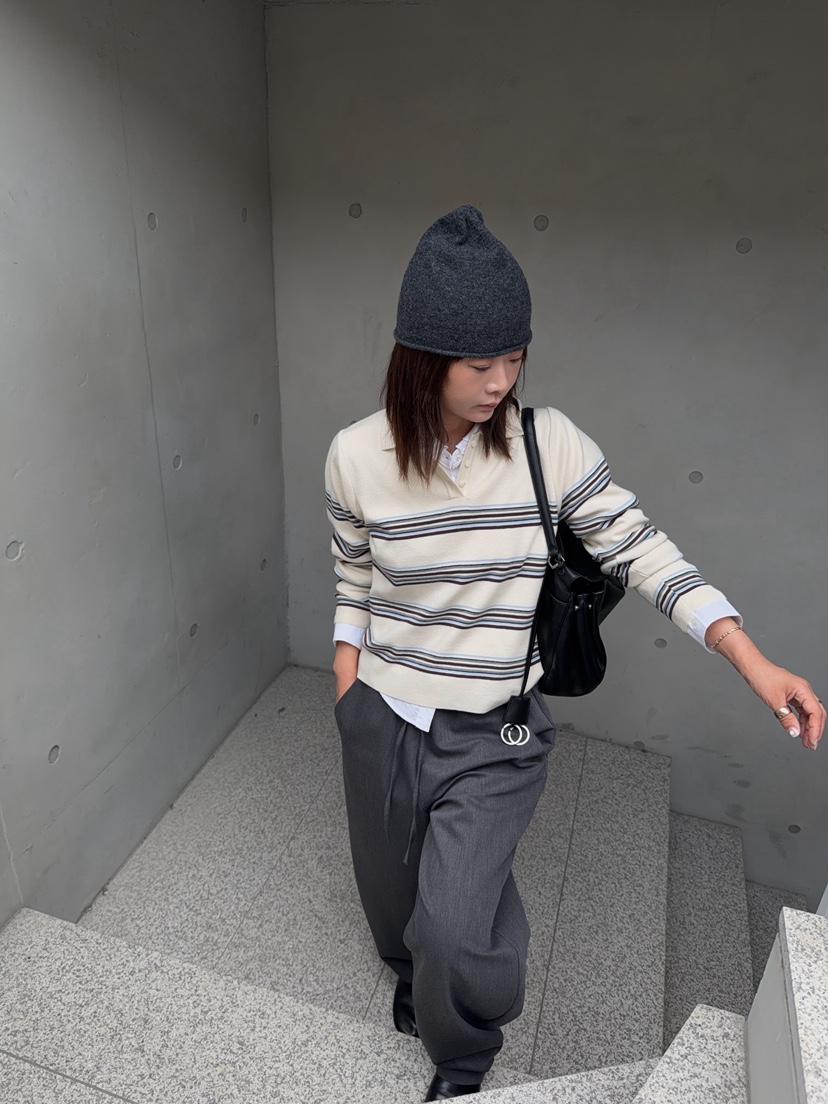 OLI SEOUL東大門代購女士新款真品推薦人氣休閑針織衫條紋OLI SEOUL針織衫